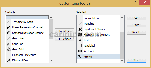 Customizing toolbar
